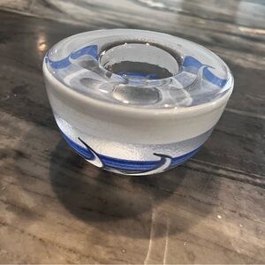 Kosta Boda Candle Holder Monica Backstrom Taiga Series Blue Tea Light signed 4"D